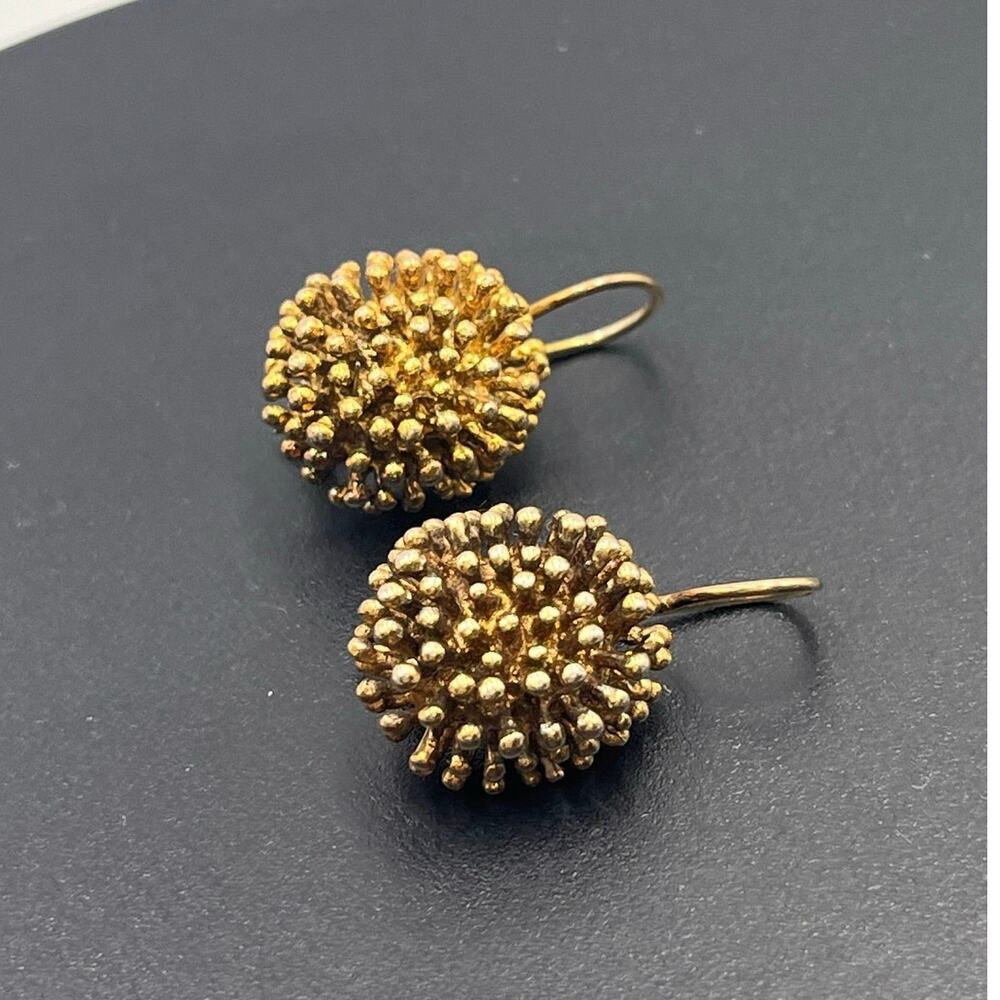 Vintage Stamped Sterling Silver Gold Plated Vermeil Starburst Spike Earrings